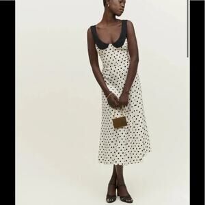 Reformation black and white polka dot maxi dress